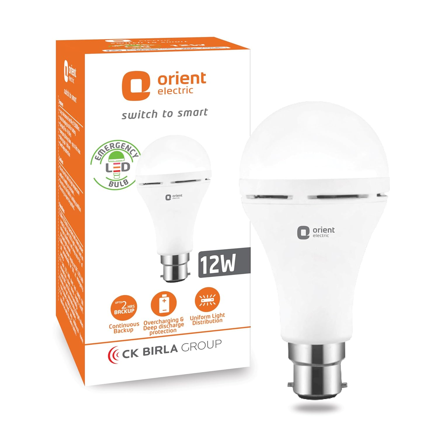 Orient 15W Emergency LED Bulb ,rechargebale inverter led bulb(Cool white)